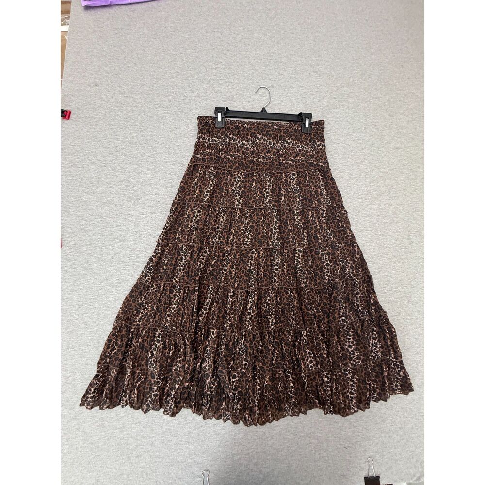 Cheetah Animal Print Tiered Maxi Skirt Small Mob Wife Cottagecore Prairie Y2K